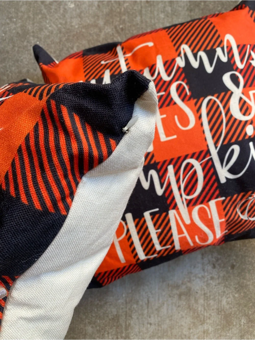 Orange & Black Buffalo Plaid Fall Decor Pillow Set